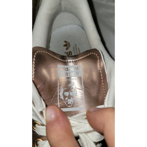 Adidas Stan Smith Rose Gold Metallic Sneakers Women's Size 10 Rare Color - Picture 6 of 11